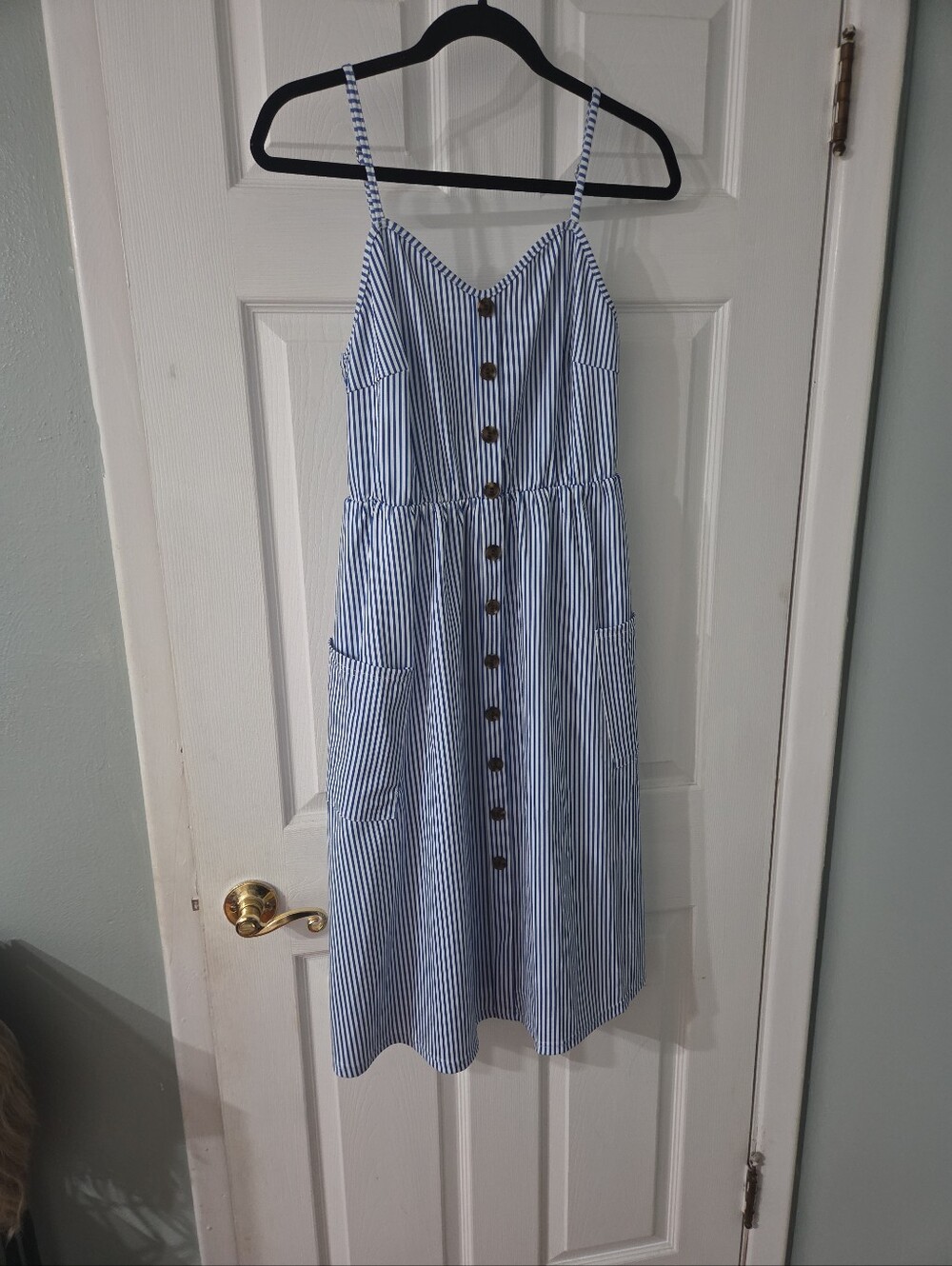 Halife Women's Blue and White Striped Sundress.  L